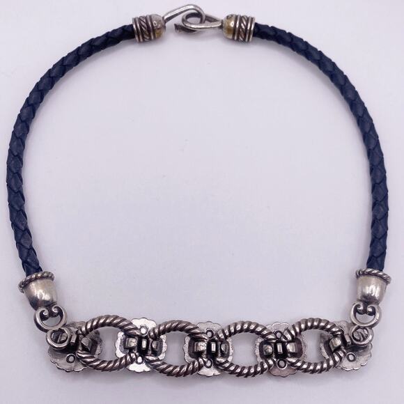 Vintage Brighton Leather Cord Necklace With Daisy Flowers - Picture 7 of 7